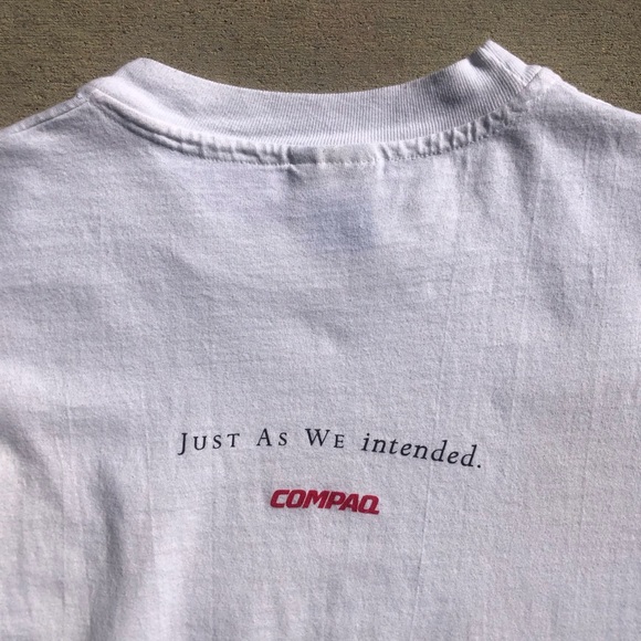 Vtg Y2K Compaq Computers Hardware Software Joke White Tee Size XL - Picture 8 of 11